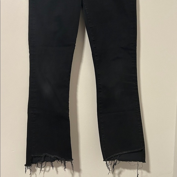 MOTHER Insider Crop Step Fray Black Jeans Size 28 - Picture 2 of 7